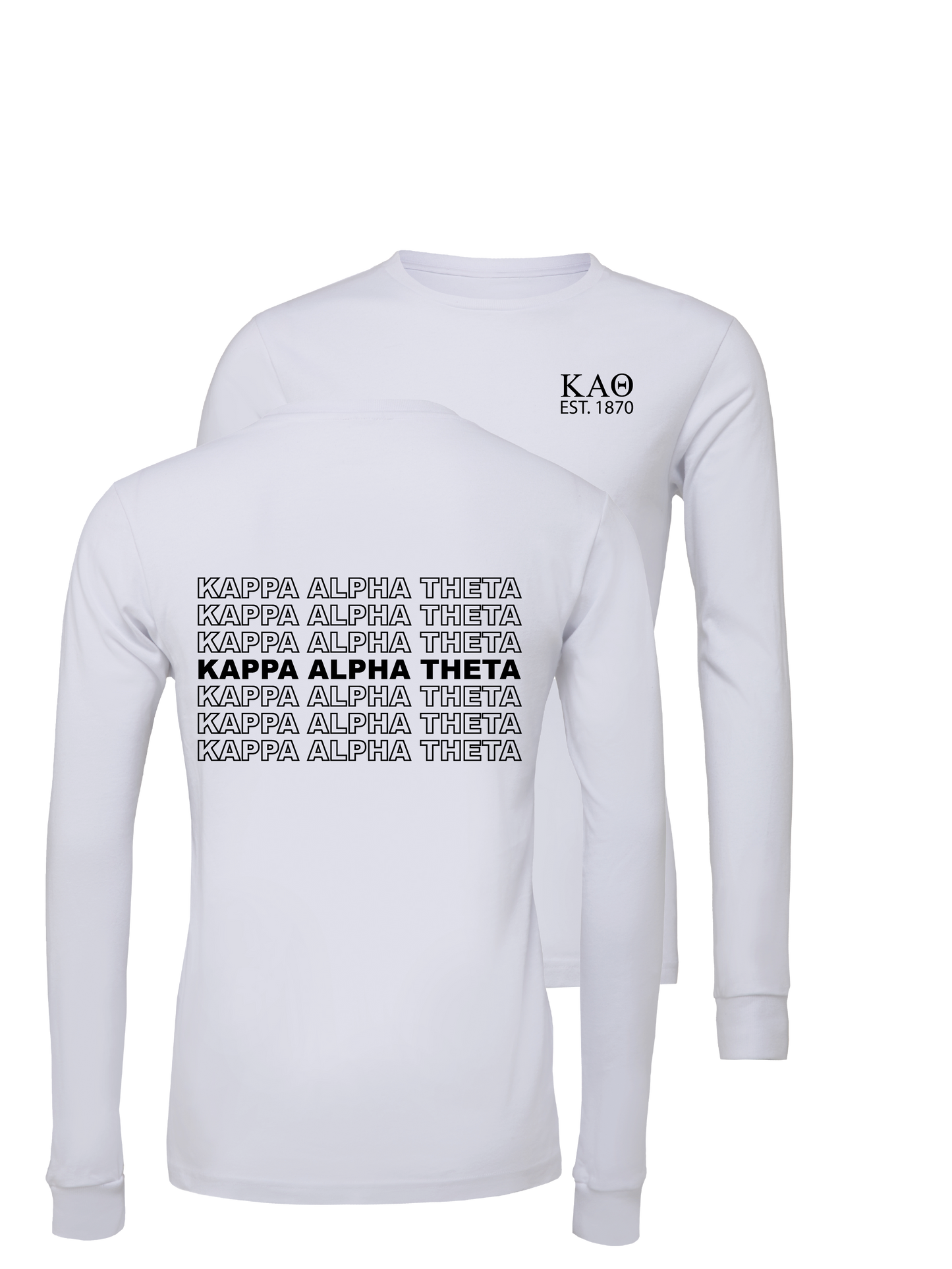 Kappa Alpha Theta Repeating Name Long Sleeve T-Shirts