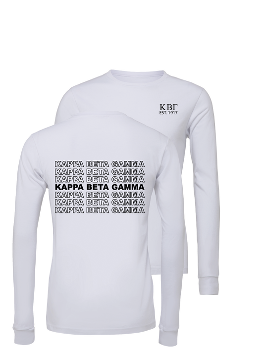 Kappa Beta Gamma Repeating Name Long Sleeve T-Shirts