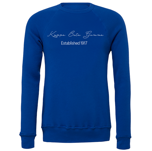 Kappa Beta Gamma Embroidered Scripted Name Crewneck Sweatshirts