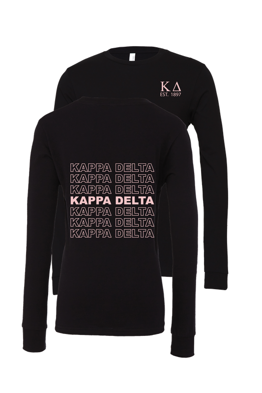 Kappa Delta Repeating Name Long Sleeve T-Shirts