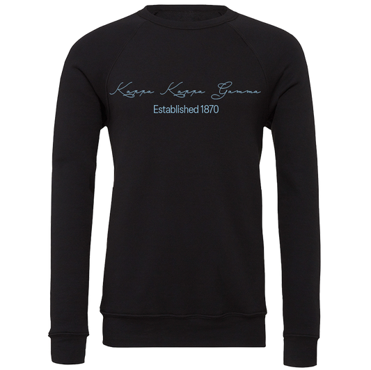 Kappa Kappa Gamma Embroidered Scripted Name Crewneck Sweatshirts
