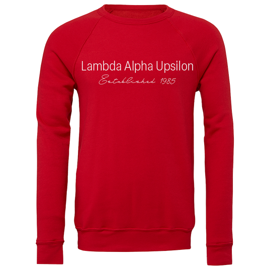 Lambda Alpha Upsilon Embroidered Printed Name Crewneck Sweatshirts