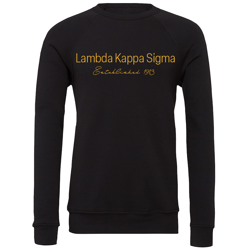 Lambda Kappa Sigma Embroidered Printed Name Crewneck Sweatshirts