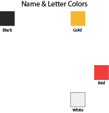 Color swatches labeled with names and colors including black, gold, red, and white.