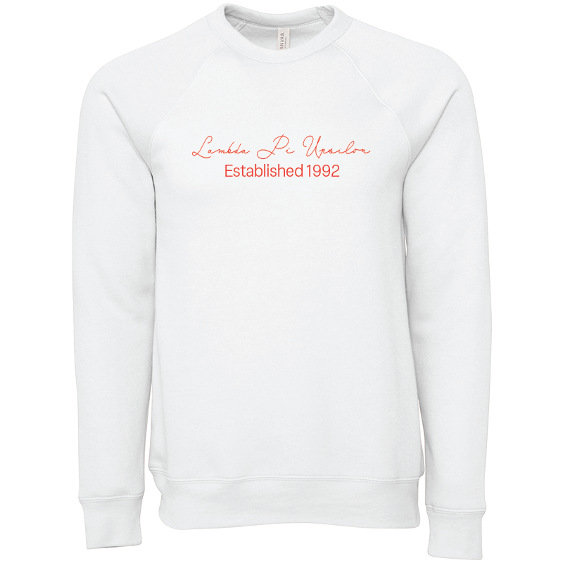 Lambda Pi Upsilon Embroidered Scripted Name Crewneck Sweatshirts