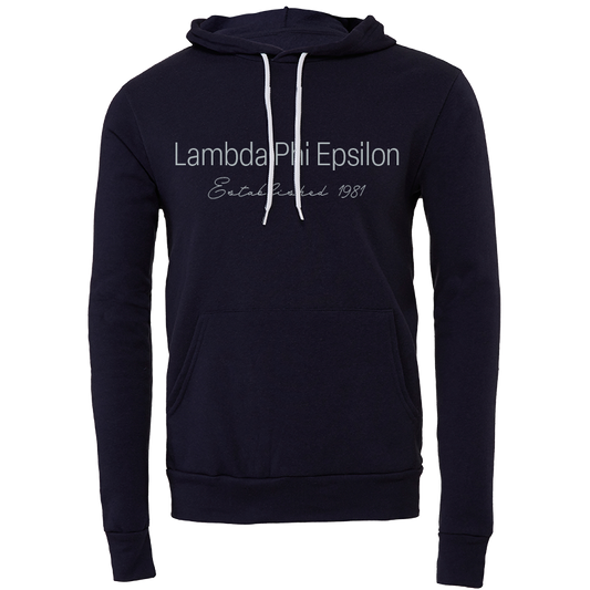 Lambda Phi Epsilon Embroidered Printed Name Hooded Sweatshirts