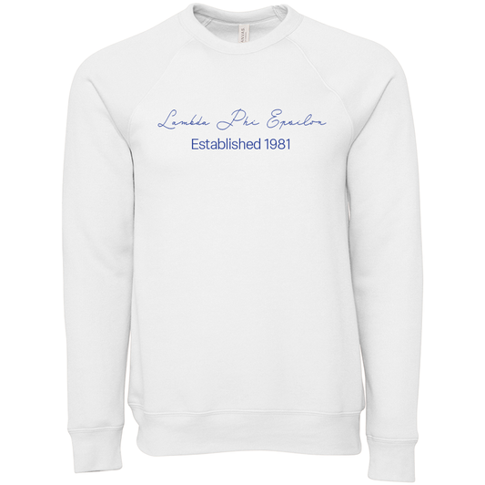 Lambda Phi Epsilon Embroidered Scripted Name Crewneck Sweatshirts
