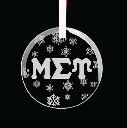 Mu Sigma Upsilon Round Multi-Snowflake Ornament w/ White Ribbon