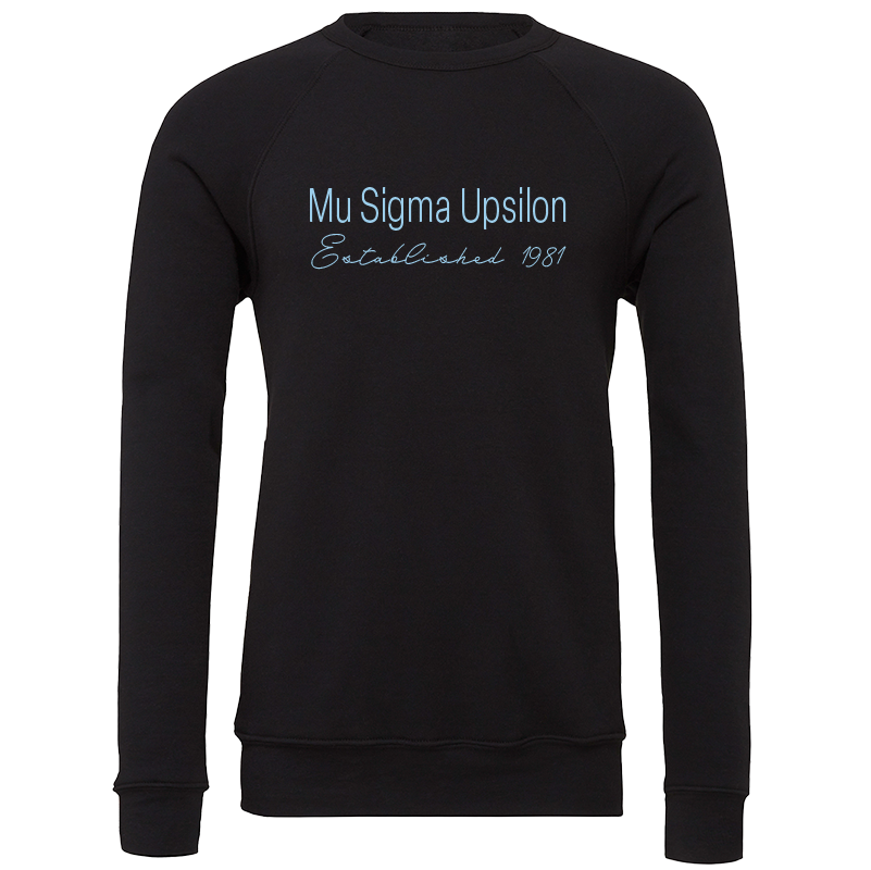 Mu Sigma Upsilon Embroidered Printed Name Crewneck Sweatshirts