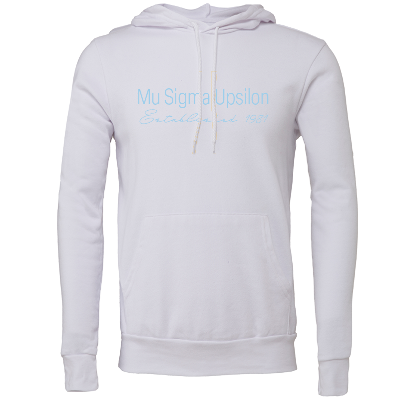 Mu Sigma Upsilon Embroidered Printed Name Hooded Sweatshirts