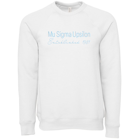 Mu Sigma Upsilon Embroidered Printed Name Crewneck Sweatshirts