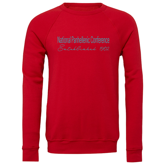 National Panhellenic Conference Embroidered Printed Name Crewneck Sweatshirts