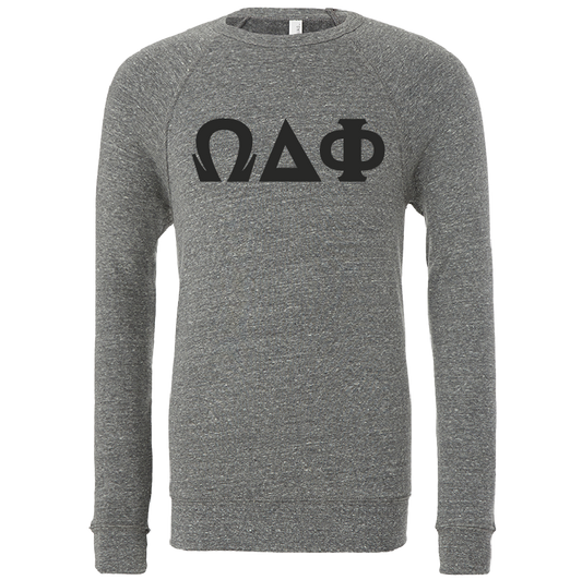 Omega Delta Phi Embroidered Lettered Crewneck Sweatshirts