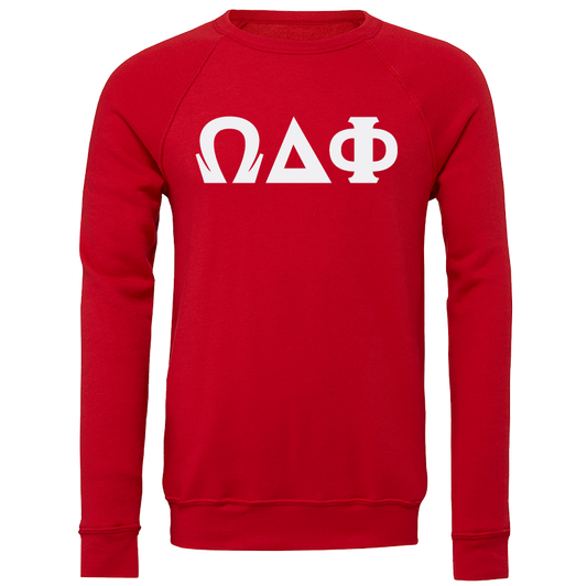 Omega Delta Phi Lettered Crewneck Sweatshirts