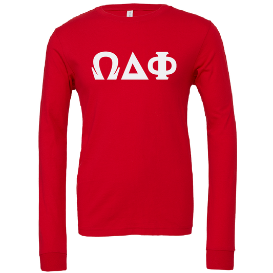 Omega Delta Phi Lettered Long Sleeve T-Shirts