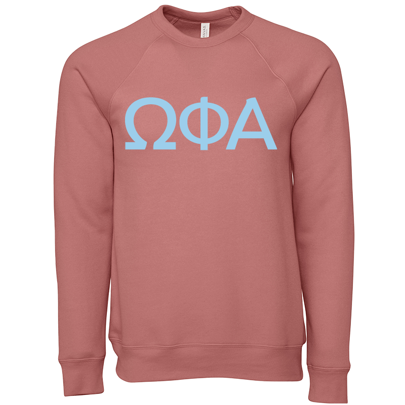 Omega Phi Alpha Lettered Crewneck Sweatshirts