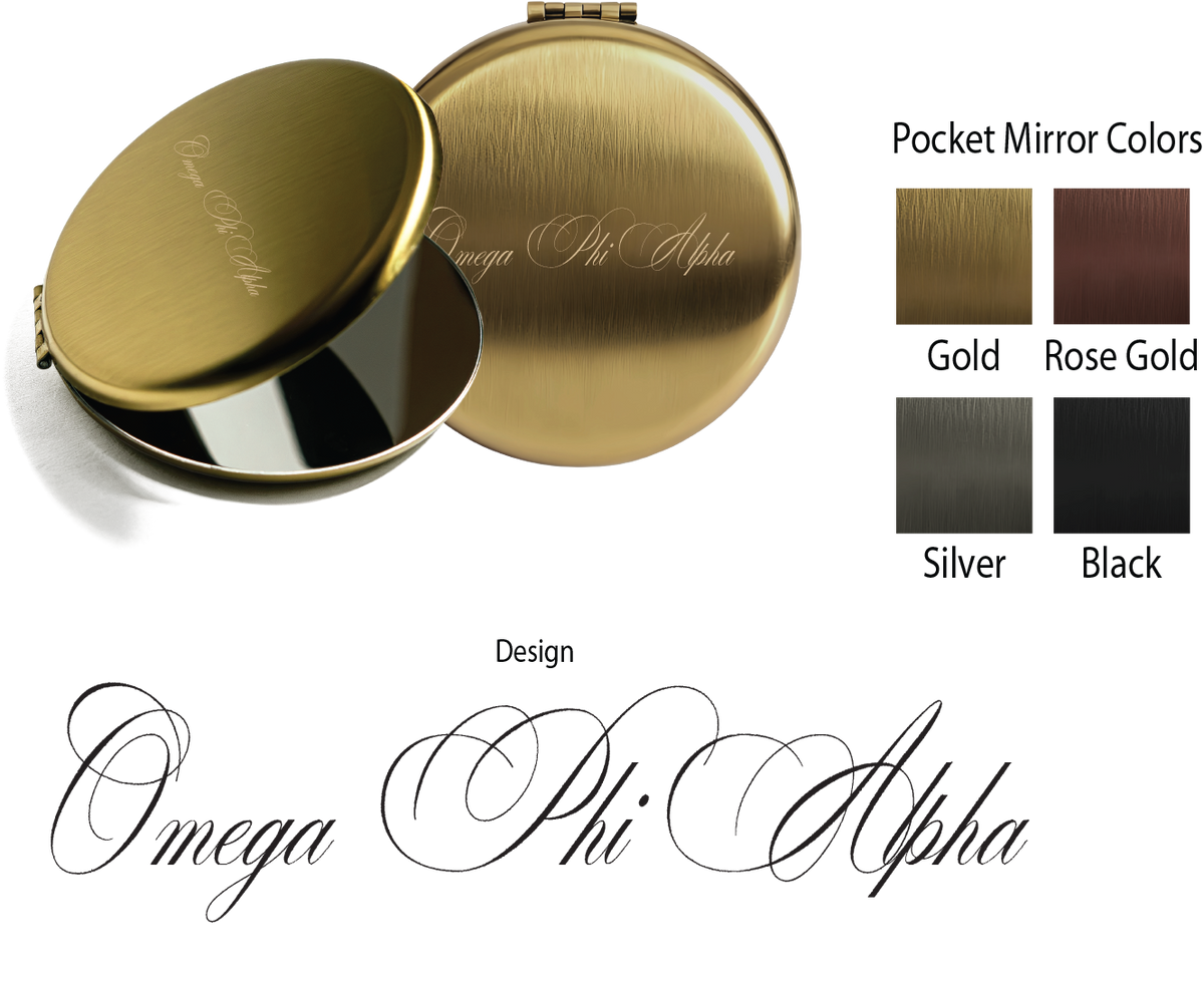 Omega Phi Alpha Script Pocket Mirrors