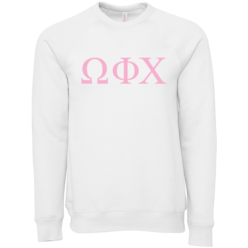 Omega Phi Chi Embroidered Lettered Crewneck Sweatshirts