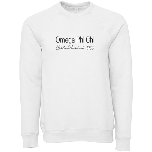 Omega Phi Chi Embroidered Printed Name Crewneck Sweatshirts