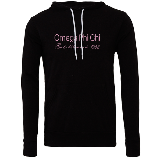 Omega Phi Chi Embroidered Printed Name Hooded Sweatshirts