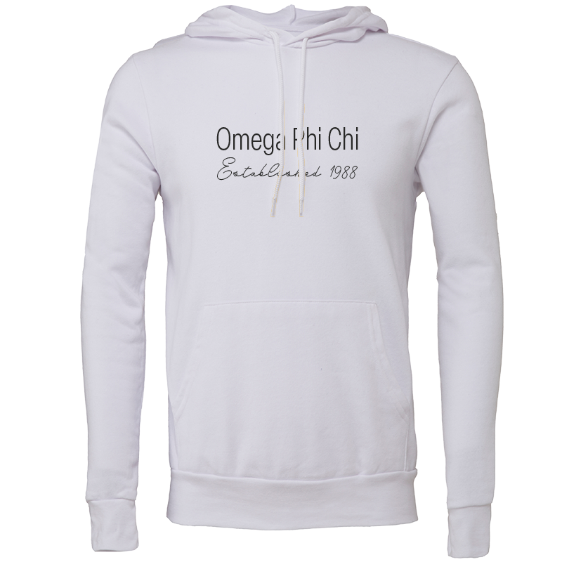 Omega Phi Chi Embroidered Printed Name Hooded Sweatshirts