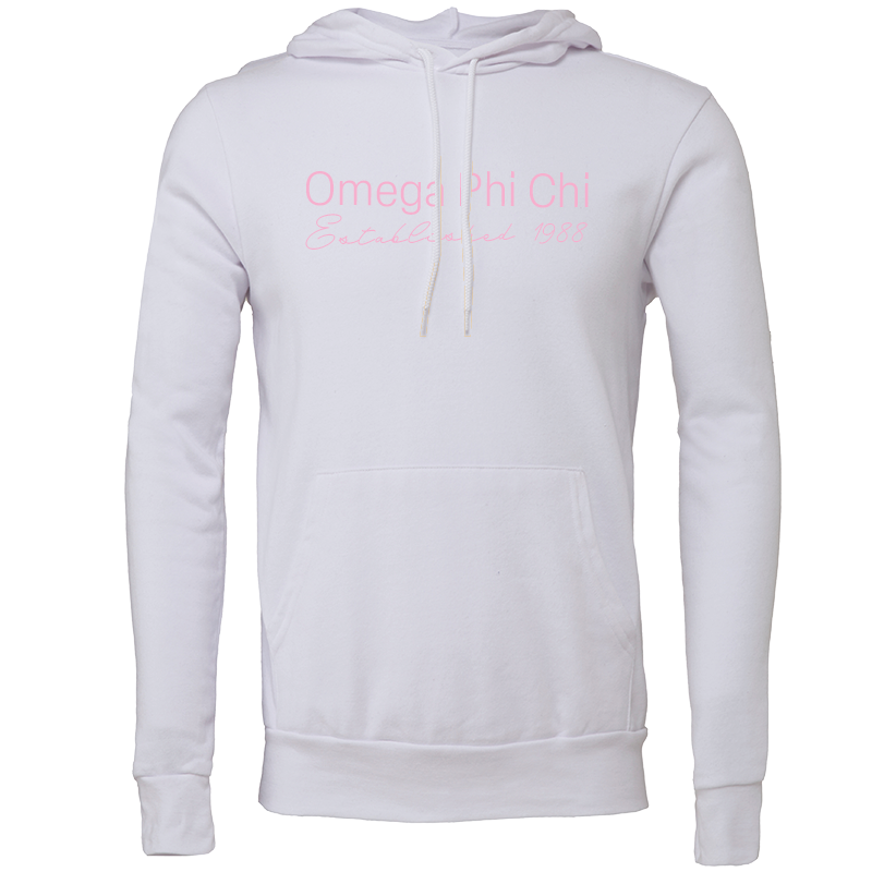 Omega Phi Chi Embroidered Printed Name Hooded Sweatshirts
