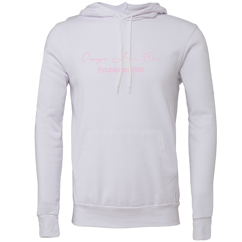 Omega Phi Chi Embroidered Scripted Name Hooded Sweatshirts