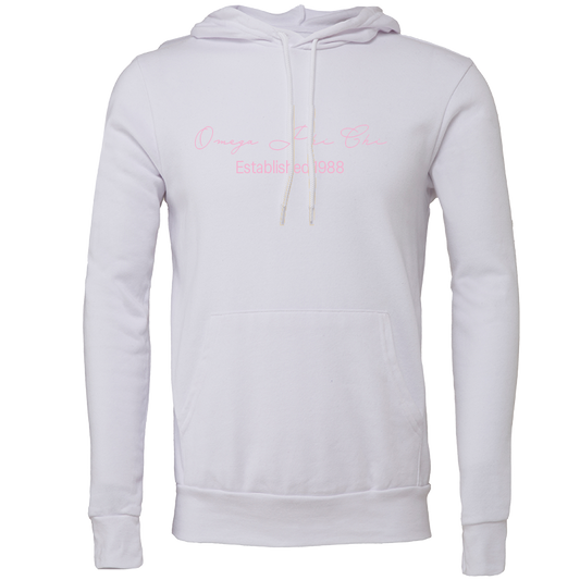 Omega Phi Chi Embroidered Scripted Name Hooded Sweatshirts