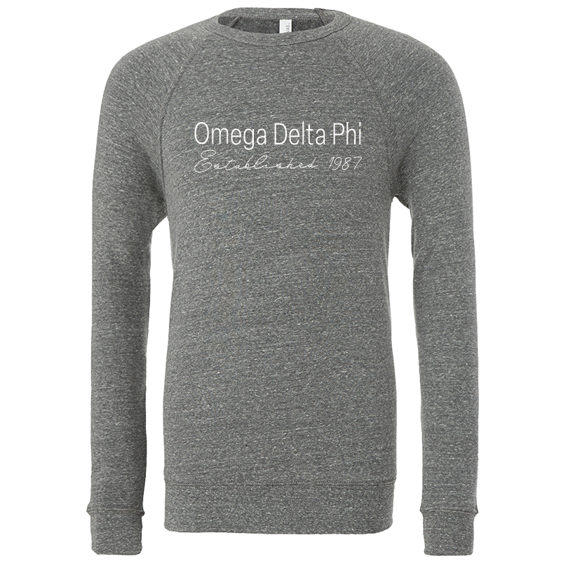 Omega Delta Phi Embroidered Printed Name Crewneck Sweatshirts