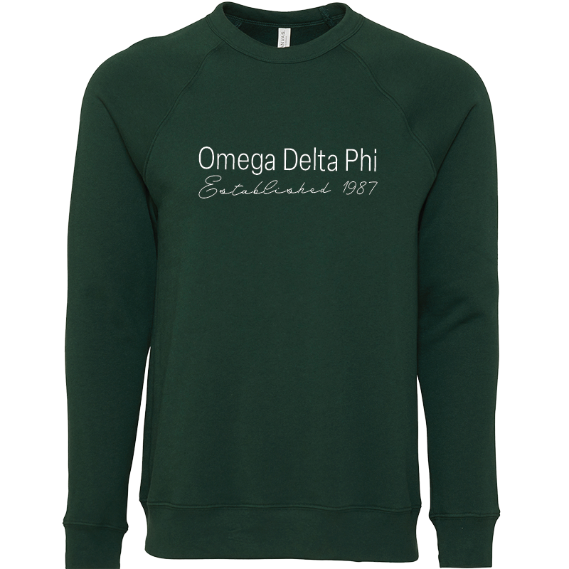 Omega Delta Phi Embroidered Printed Name Crewneck Sweatshirts