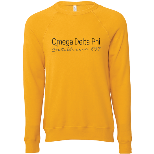 Omega Delta Phi Embroidered Printed Name Crewneck Sweatshirts