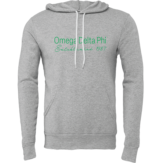 Omega Delta Phi Embroidered Printed Name Hooded Sweatshirts