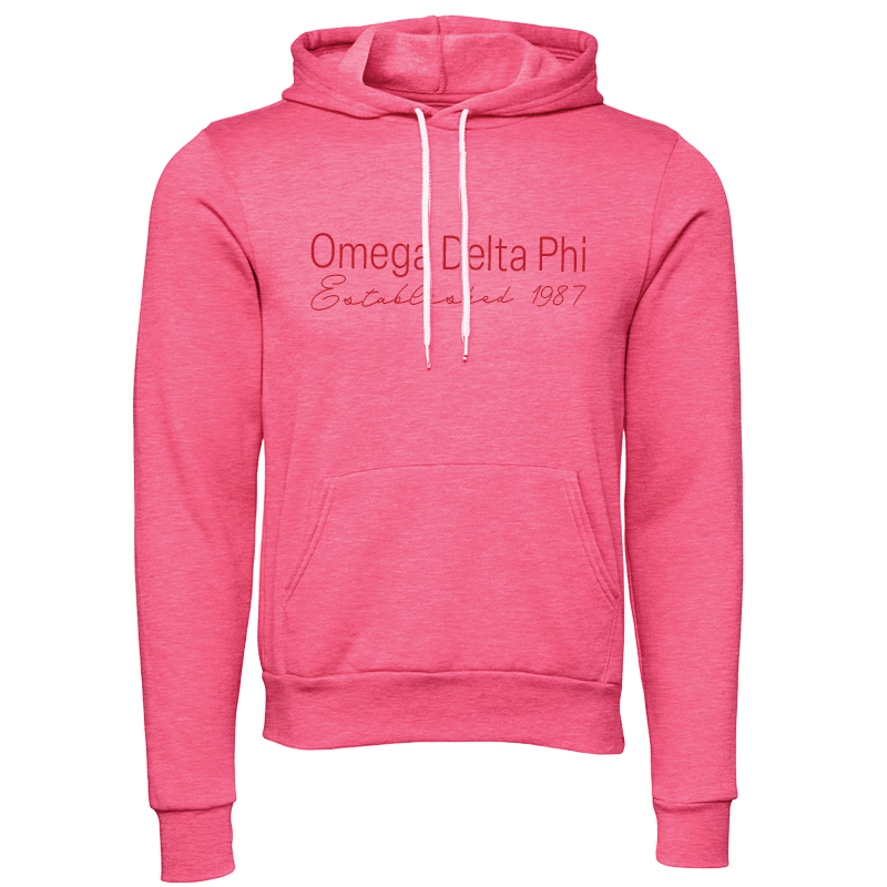 Omega Delta Phi Embroidered Printed Name Hooded Sweatshirts