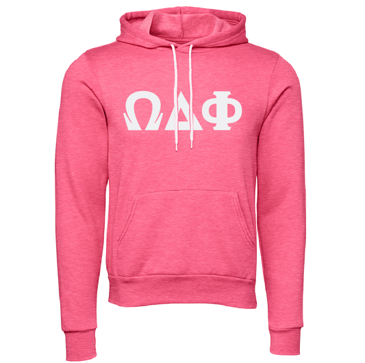Omega Delta Phi Embroidered Lettered Hooded Sweatshirts
