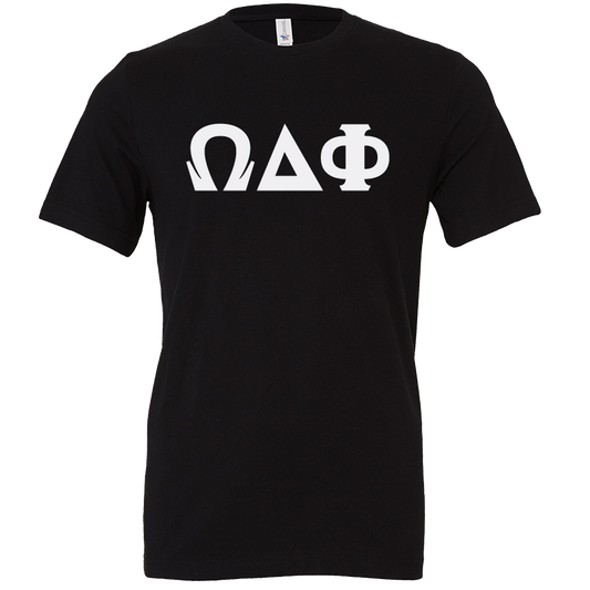 Omega Delta Phi Lettered Short Sleeve T-Shirts