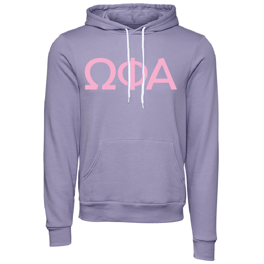 Omega Phi Alpha Embroidered Lettered Hooded Sweatshirts