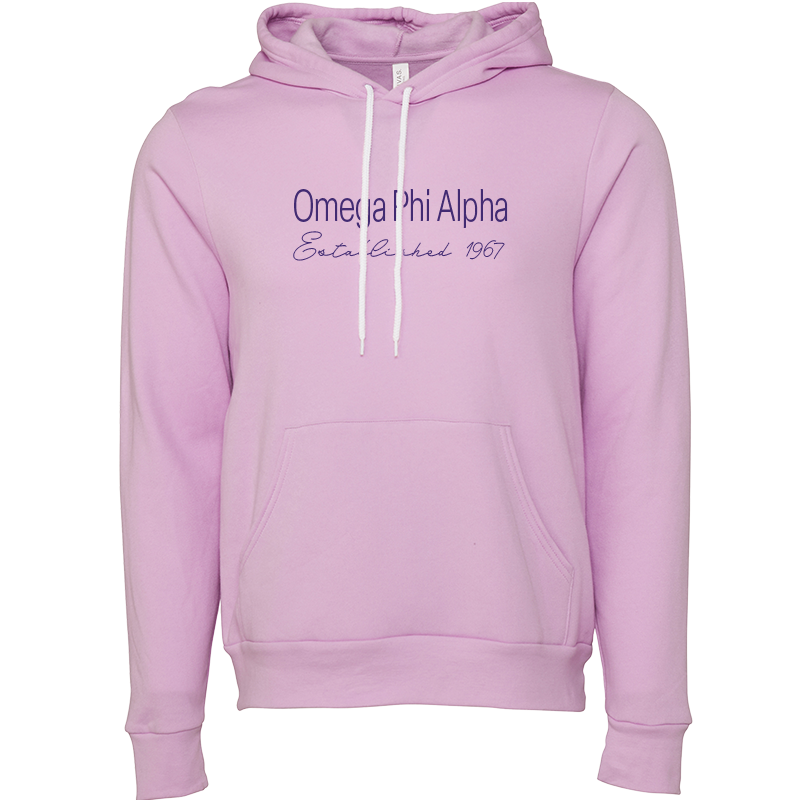 Omega Phi Alpha Embroidered Printed Name Hooded Sweatshirts