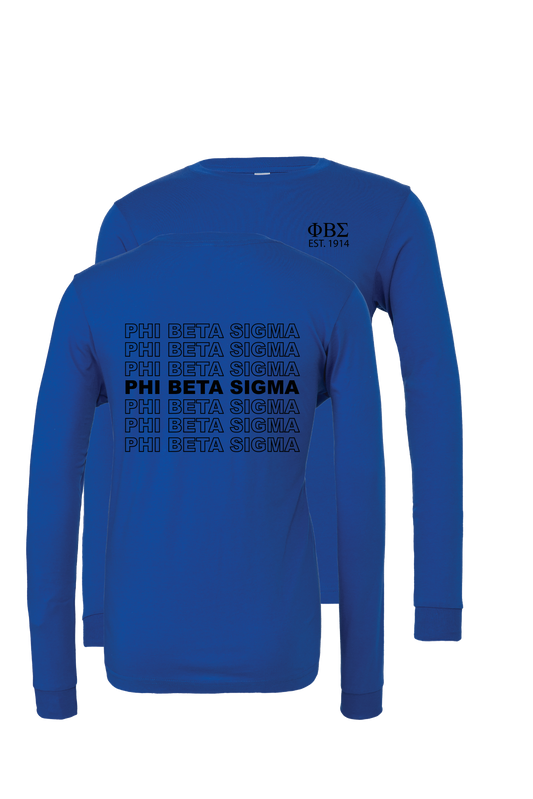 Phi Beta Sigma Repeating Name Long Sleeve T-Shirts