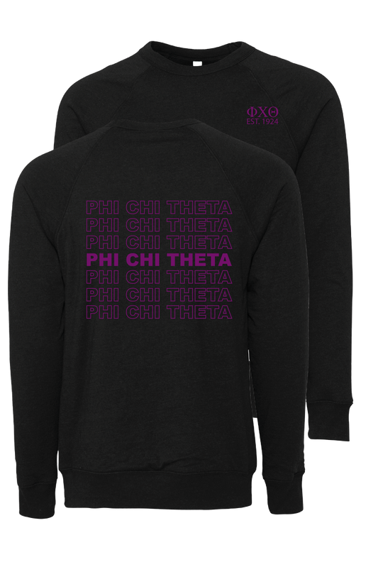 Phi Chi Theta Repeating Name Crewneck Sweatshirts