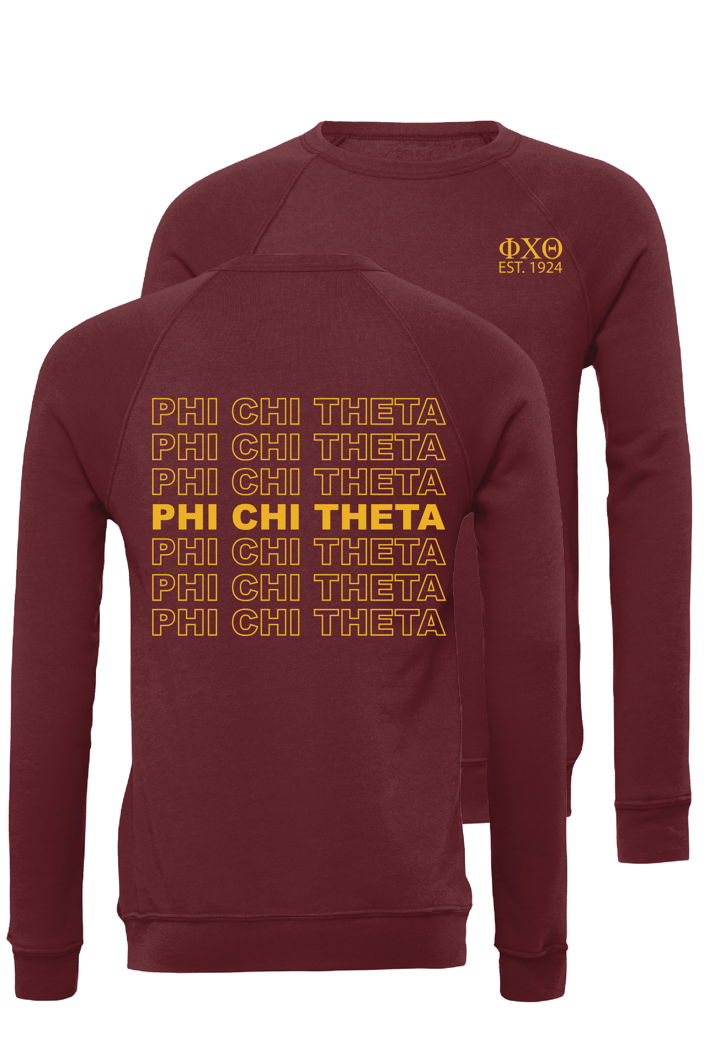 Phi Chi Theta Repeating Name Crewneck Sweatshirts