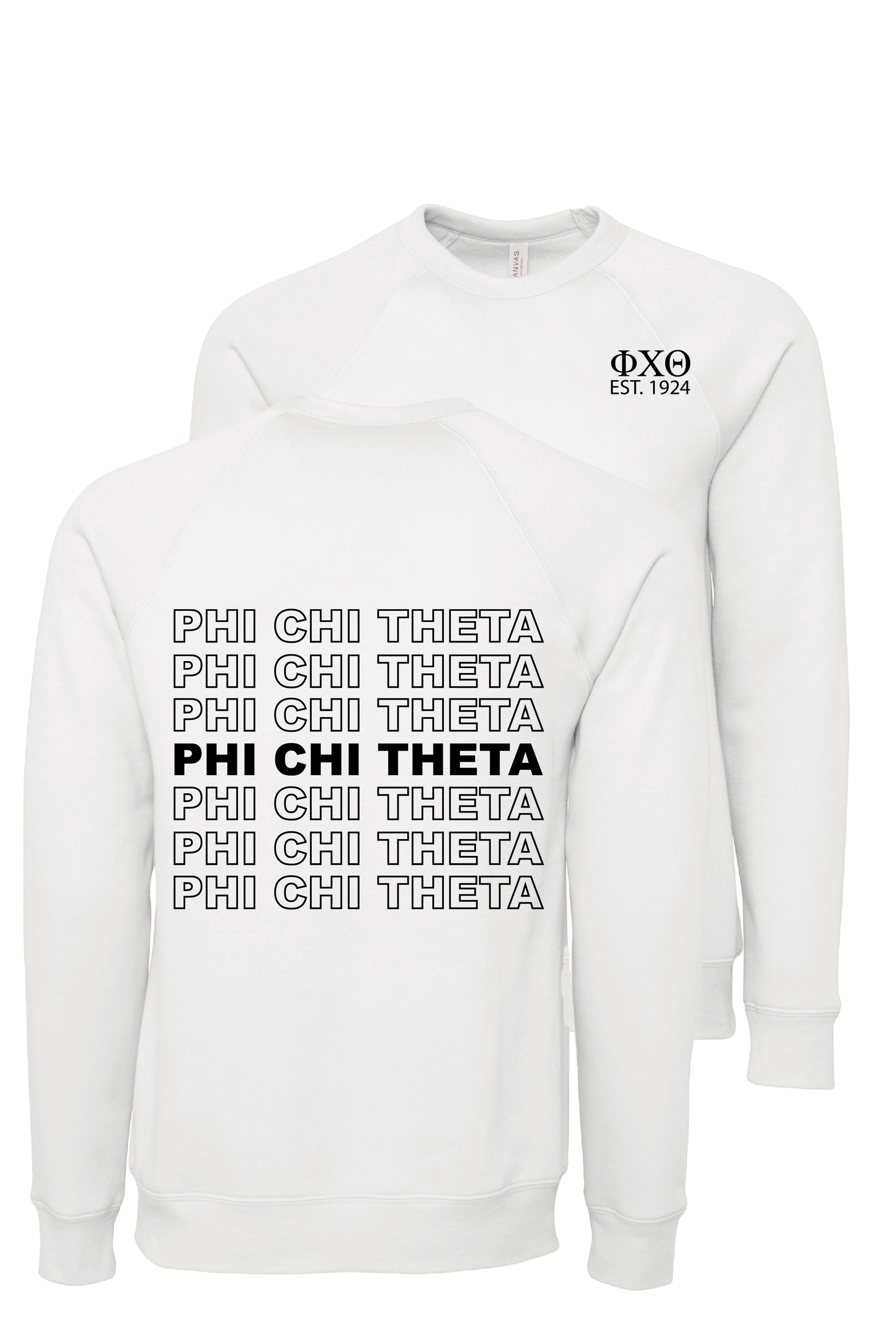 Phi Chi Theta Repeating Name Crewneck Sweatshirts