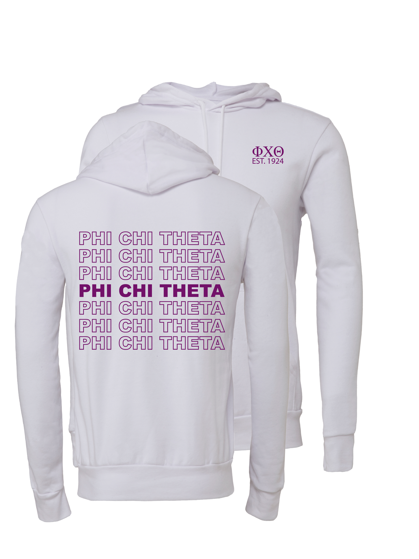 Phi Chi Theta Repeating Name Hooded Sweatshirts