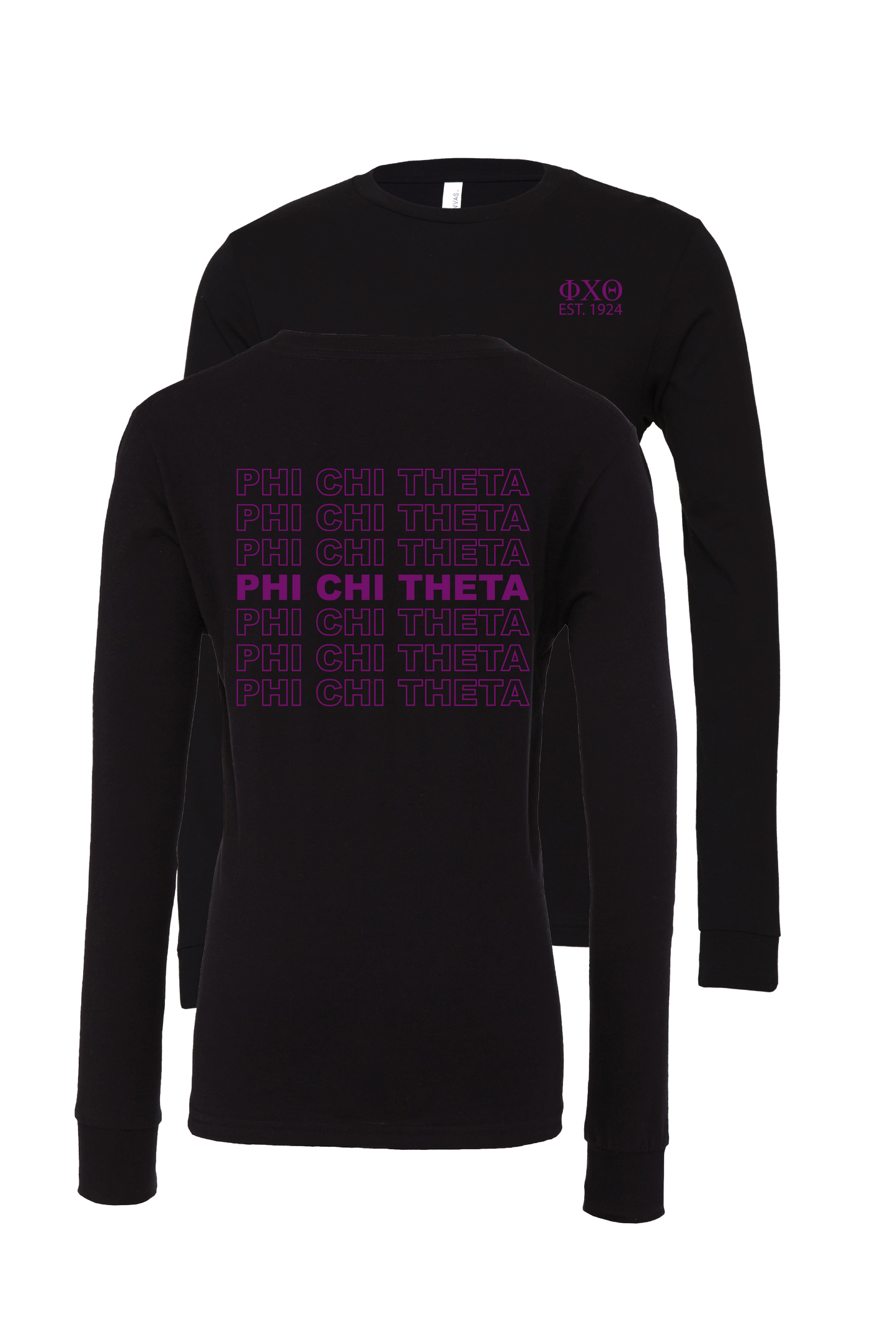 Phi Chi Theta Repeating Name Long Sleeve T-Shirts