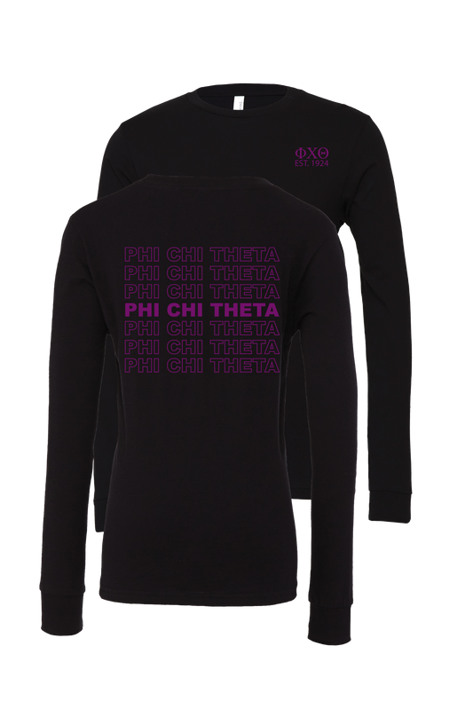 Phi Chi Theta Repeating Name Long Sleeve T-Shirts
