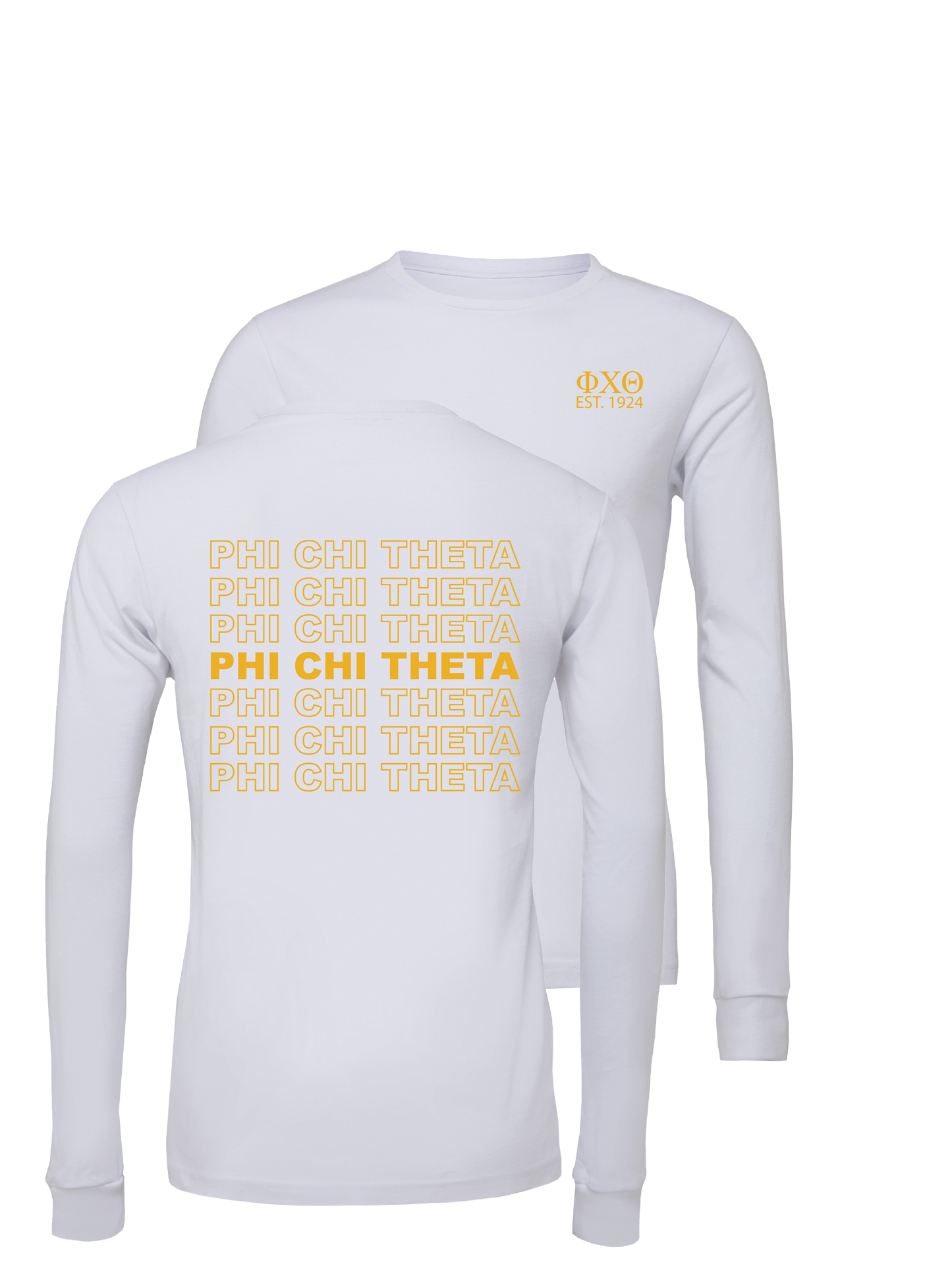 Phi Chi Theta Repeating Name Long Sleeve T-Shirts