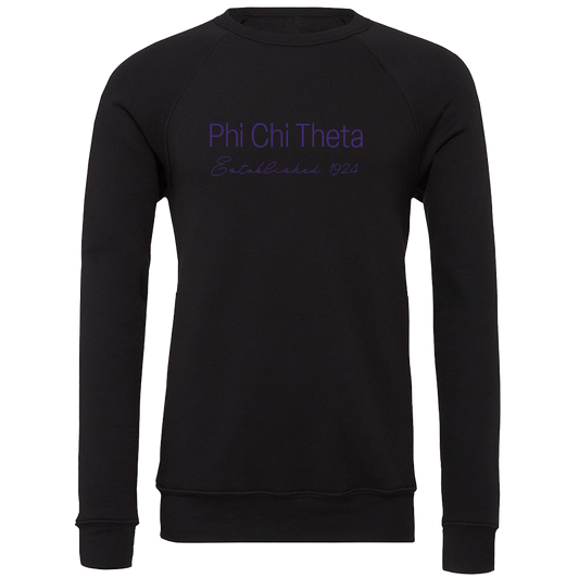 Phi Chi Theta Embroidered Printed Name Crewneck Sweatshirts