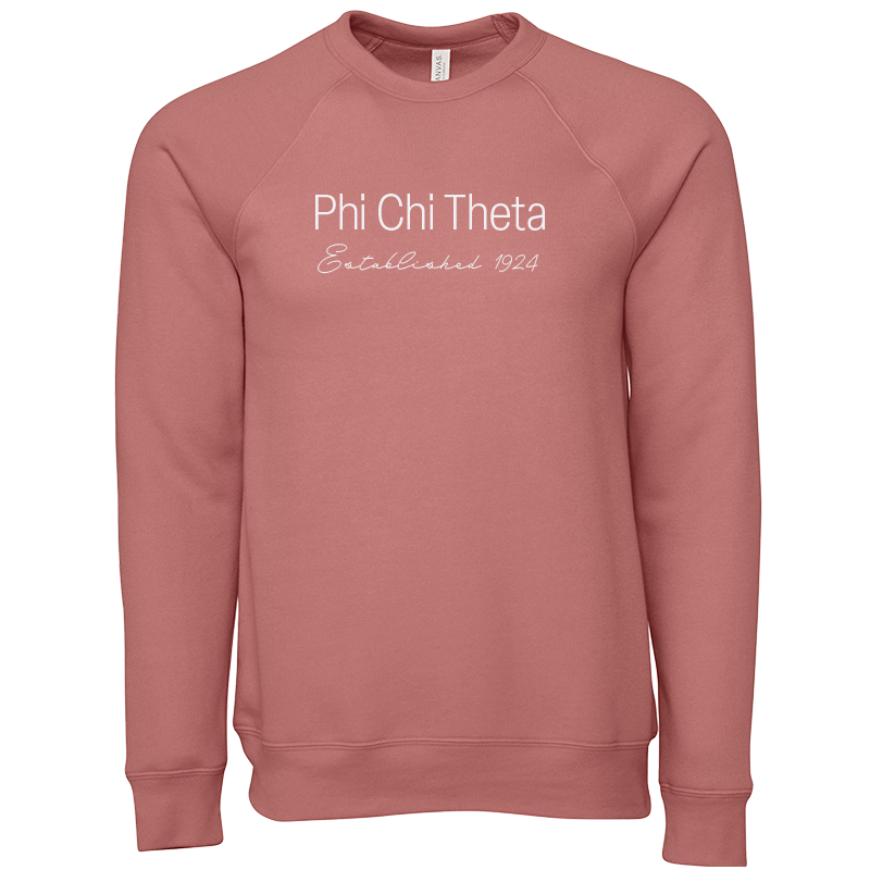 Phi Chi Theta Embroidered Printed Name Crewneck Sweatshirts