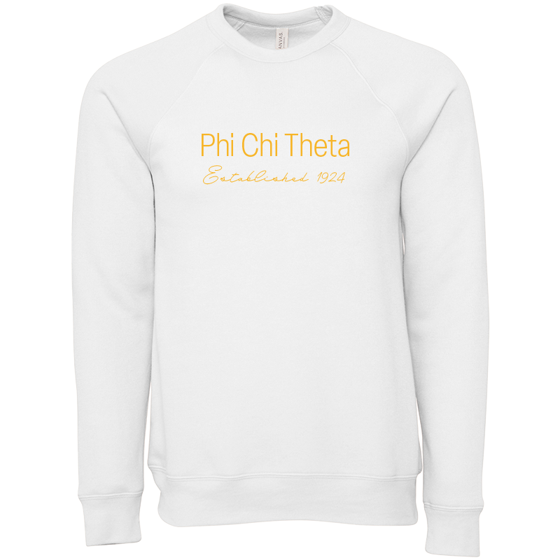 Phi Chi Theta Embroidered Printed Name Crewneck Sweatshirts