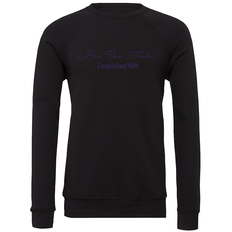 Phi Chi Theta Embroidered Scripted Name Crewneck Sweatshirts