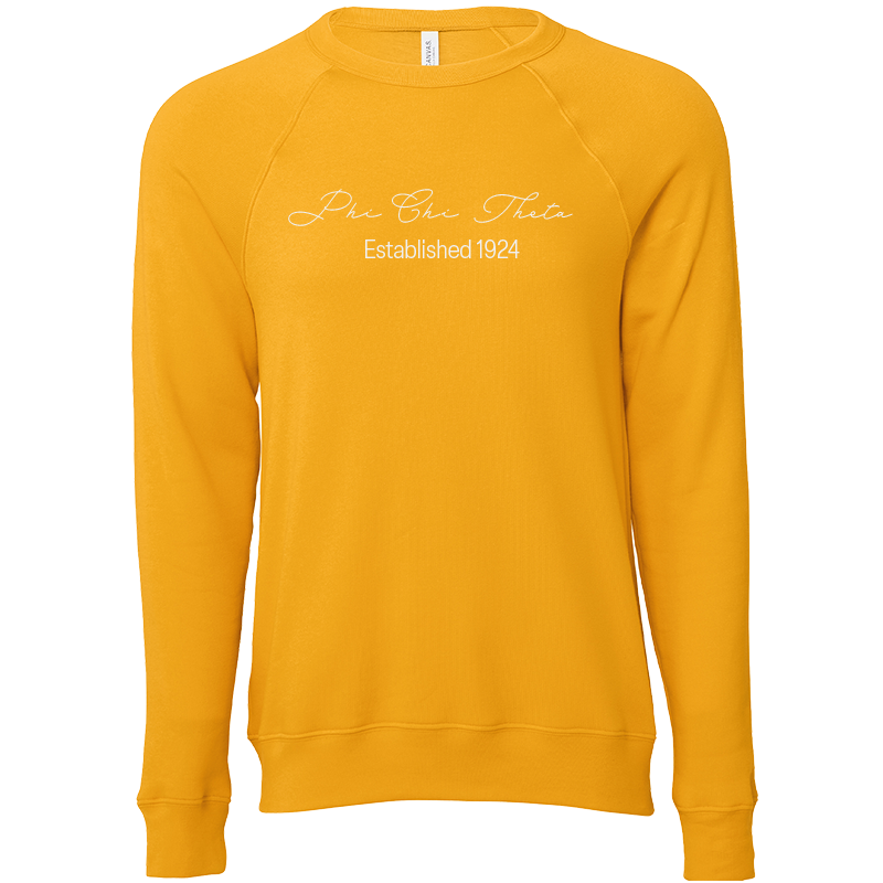 Phi Chi Theta Embroidered Scripted Name Crewneck Sweatshirts